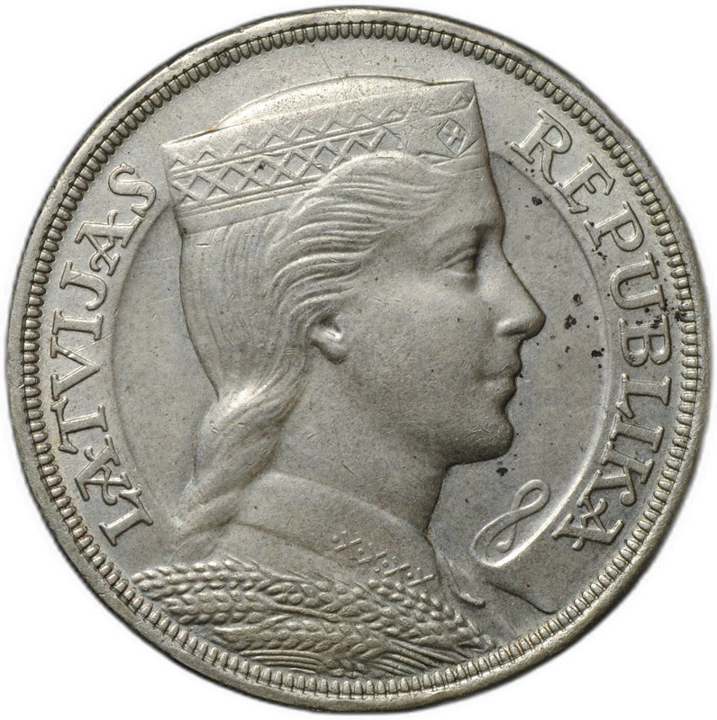 Монета 5 лат 1931 Латвия