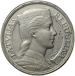 фото для Монета 5 лат 1931 Латвия Аверс