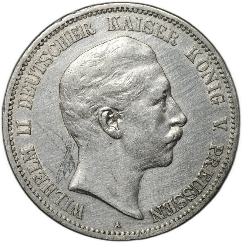 Монета 5 марок 1907 А Пруссия Германия