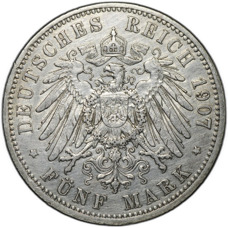 Монета 5 марок 1907 А Пруссия Германия
