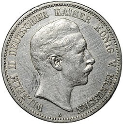 фото для Монета 5 марок 1907 А Пруссия Германия Аверс