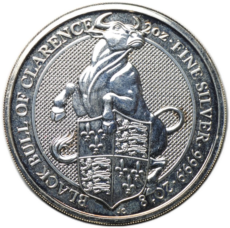 Монета 5 фунтов 2018 Звери Королевы - Черный бык Кларенса Великобритания