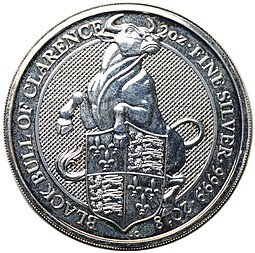 фото для Монета 5 фунтов 2018 Звери Королевы - Черный бык Кларенса Великобритания Аверс