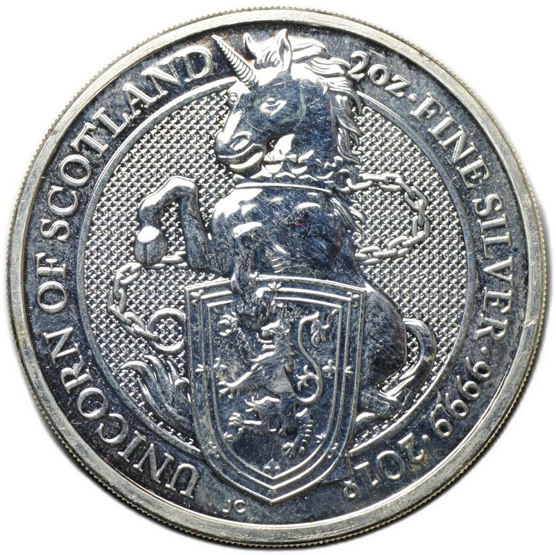 Монета 5 фунтов 2018 Звери Королевы Единорог Шотландии Великобритания