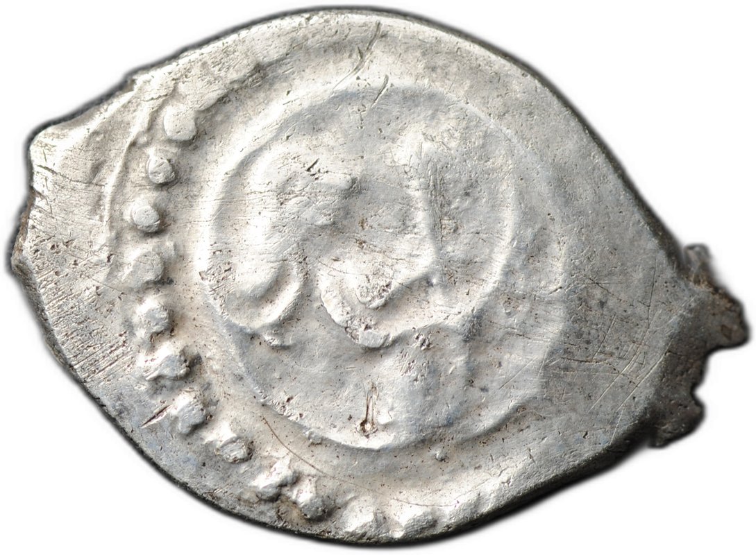 Монета Денга 1416-1423 Василий Дмитриевич Воин с мечом и топором вправо Московское княжество