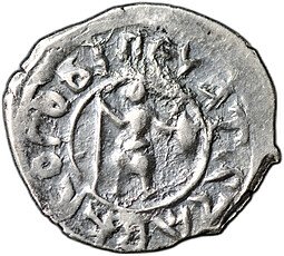 фото для Монета Денга 1435-1450 Борис Александрович Воин с копьем и щитом | Лучник Охота на птиц Тверское княжество Аверс