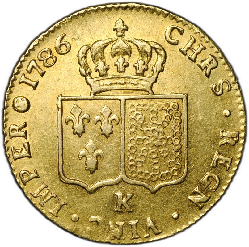 Монета 2 луидора (дьёра) 1786 K Франция