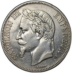 фото для Монета 5 франков 1867 A Франция Аверс