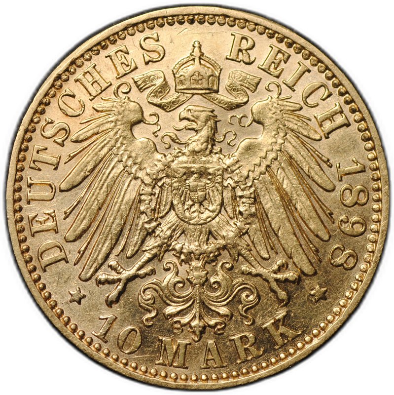 Монета 10 марок 1898 E Саксония Германия