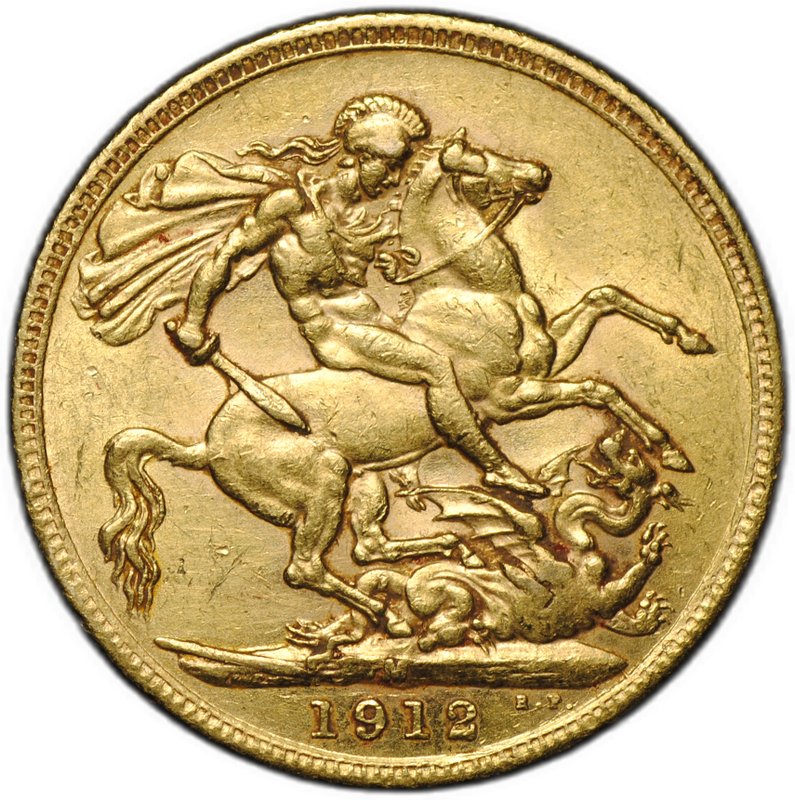 Монета 1 соверен (фунт) 1912 M Мельбурн Австралия Великобритания