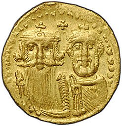 фото для Монета Солид 610-641 Ираклий I и Константин III Ираклий K Константинополь Византия Аверс