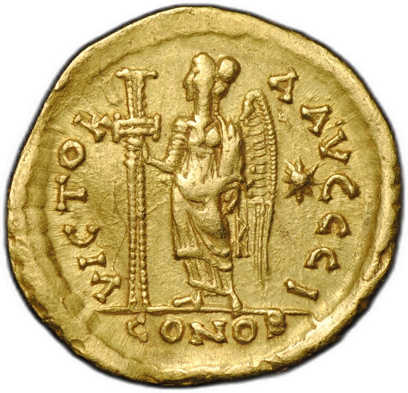 Монета Солид 476-491 Зенон Виктория Константинополь Византия Восточная Римская империя