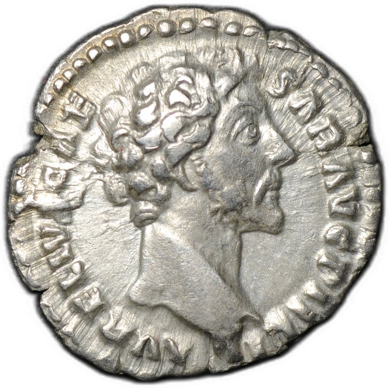 Монета Денарий 154-155 Марк Аврелий Минерва влево Римская Империя