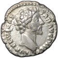Монета Денарий 154-155 Марк Аврелий Минерва влево Римская Империя
