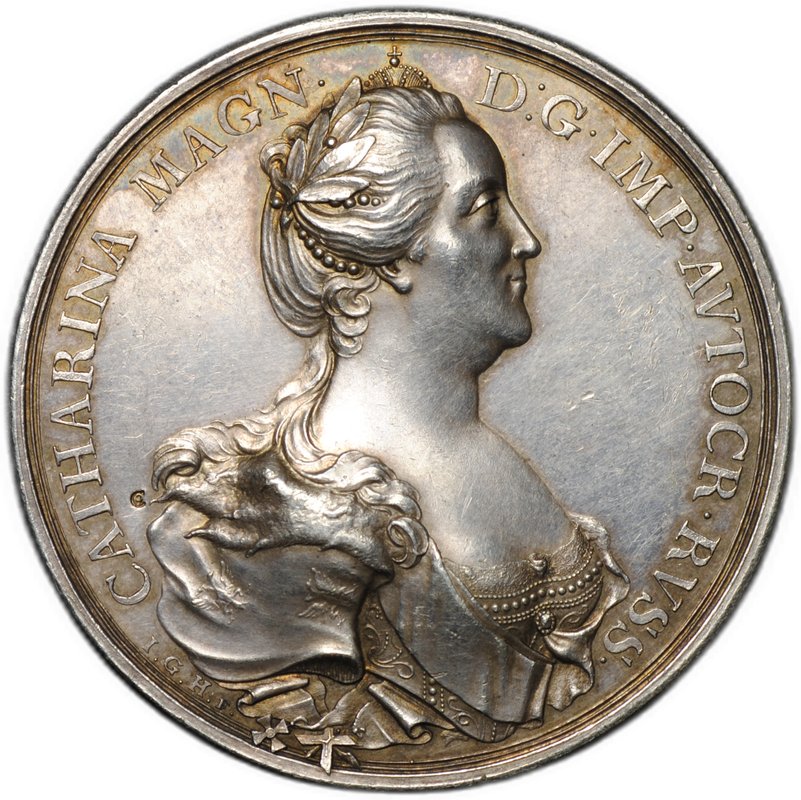 Медаль 1788 В память взятия крепости Очакова Екатерина II с клеймом Гуттен-Чапского