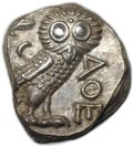 Монета Тетрадрахма 393-355 до н.э. поздняя Сова Афины Аттика