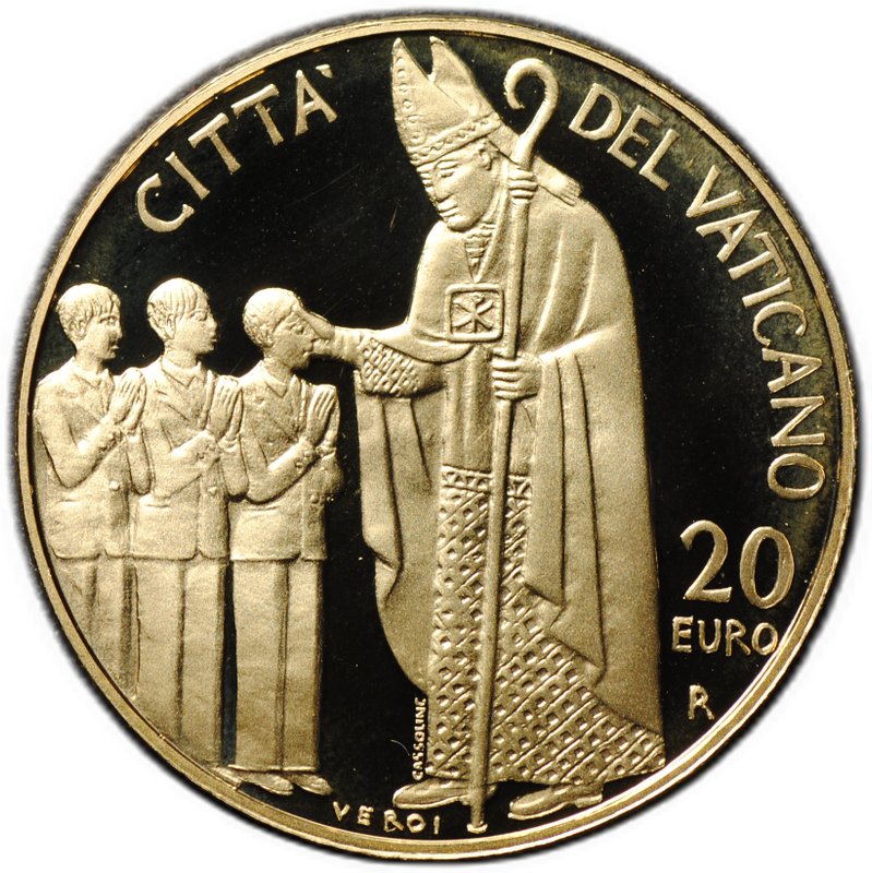 Монета 20 евро 2006 Миропомазание Таинства христианского посвящения Ватикан