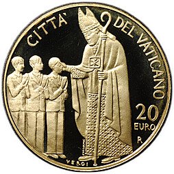 фото для Монета 20 евро 2006 Миропомазание Таинства христианского посвящения Ватикан Аверс