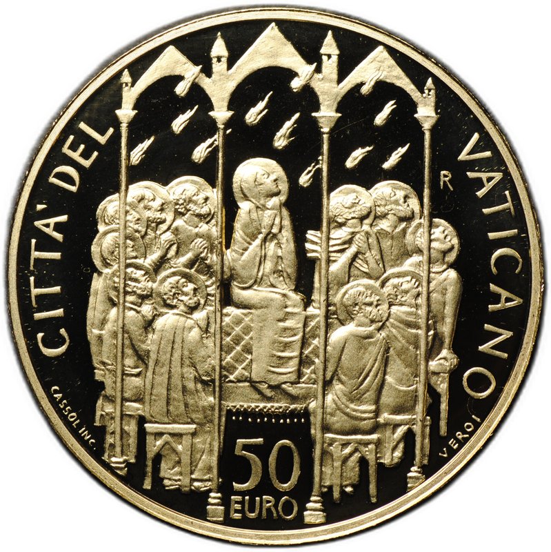 Монета 50 евро 2006 Конфирмация Таинства христианского посвящения Ватикан