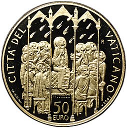 фото для Монета 50 евро 2006 Конфирмация Таинства христианского посвящения Ватикан Аверс
