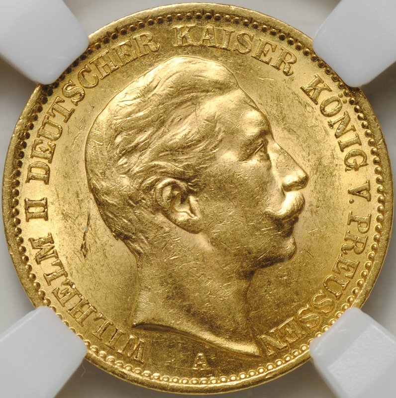 Монета 20 марок 1911 А Пруссия Германия слаб ННР MS 60