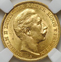 фото для Монета 20 марок 1911 А Пруссия Германия слаб ННР MS 60 Аверс