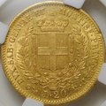 Монета 20 лир 1858 P Генуя Сардиния слаб ННР AU 55