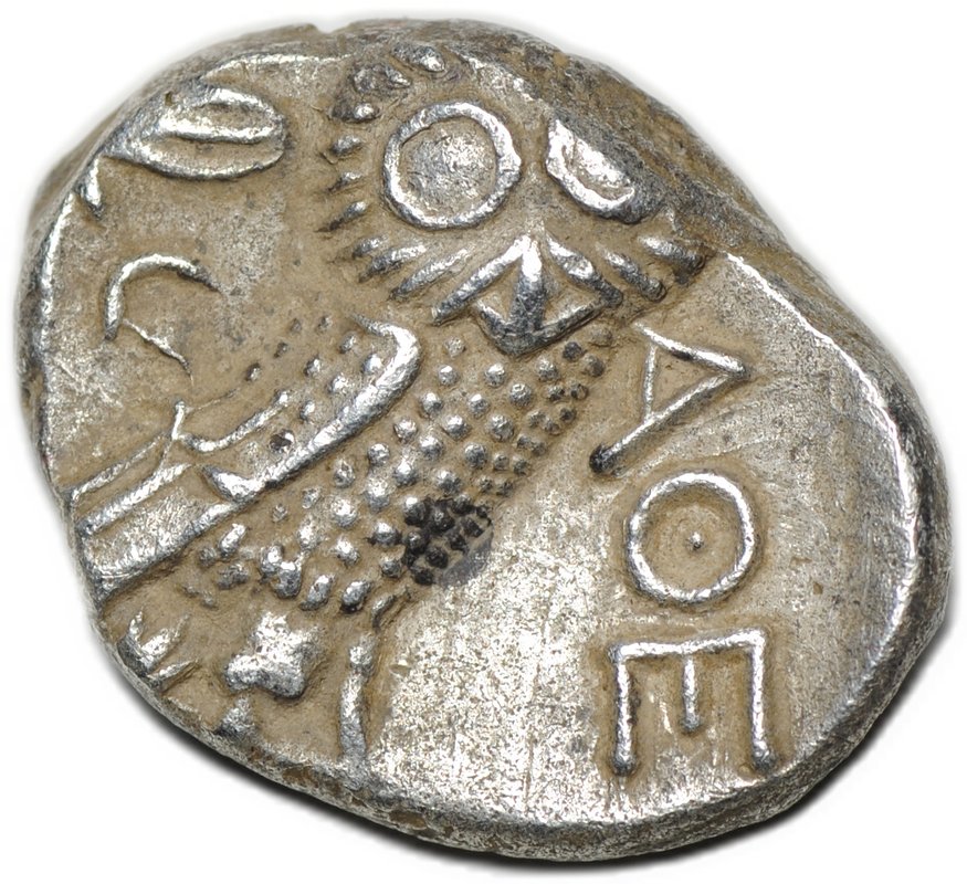 Монета Тетрадрахма 393-355 до н.э. поздняя Сова Афины Аттика