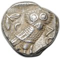 Монета Тетрадрахма 393-355 до н.э. поздняя Сова Афины Аттика