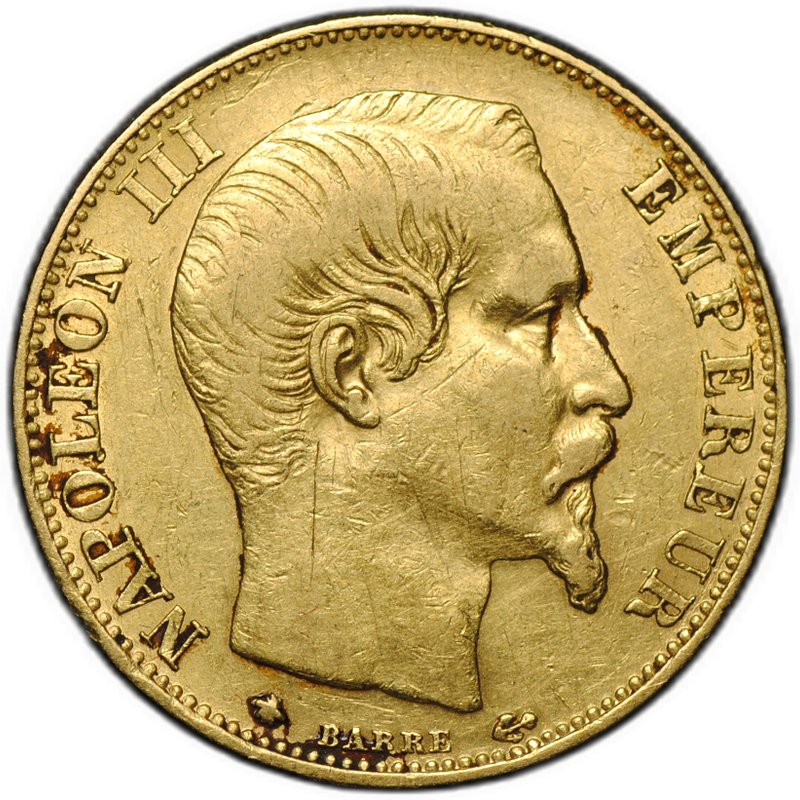 Монета 20 франков 1860 BB Франция