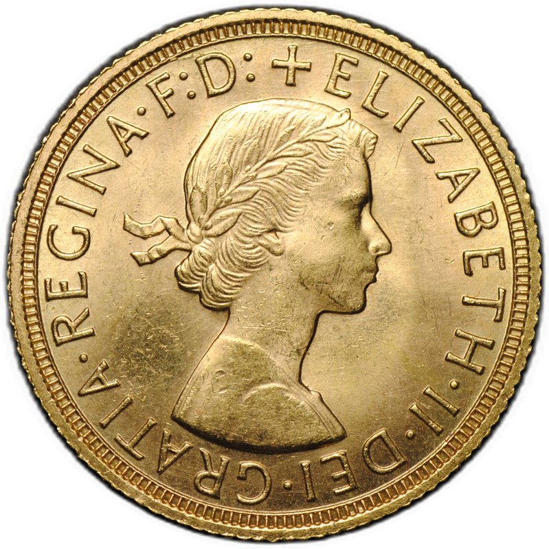 Монета 1 соверен (фунт) 1958 Великобритания