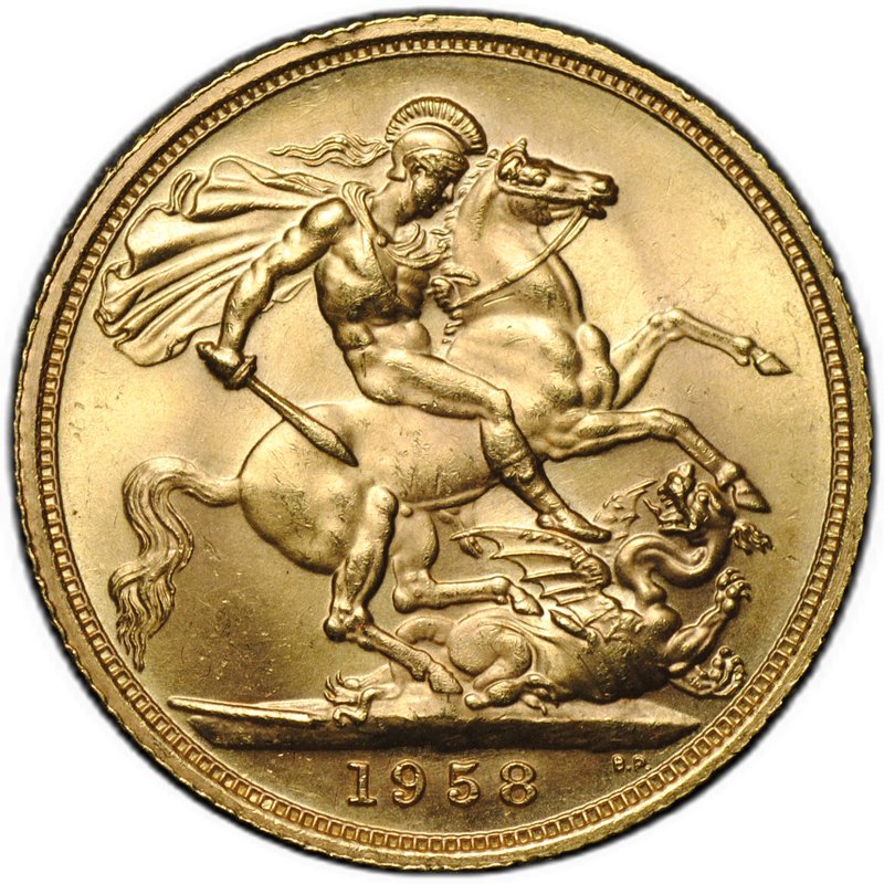 Монета 1 соверен (фунт) 1958 Великобритания