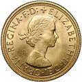 Монета 1 соверен (фунт) 1958 Великобритания