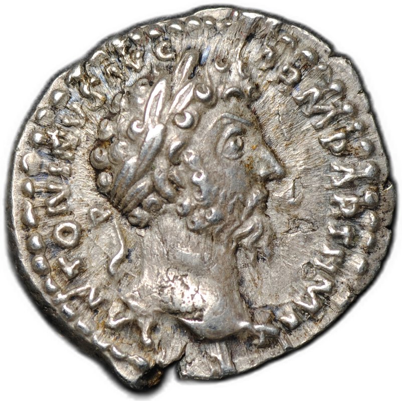 Монета Денарий 166 Марк Аврелий Пакс Римская Империя