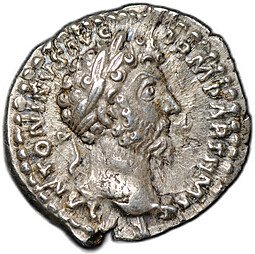 фото для Монета Денарий 166 Марк Аврелий Пакс Римская Империя Аверс