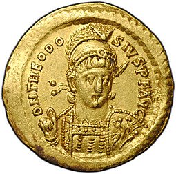 фото для Монета Солид 425-429 Феодосий II и Валентиниан III на троне Византия Восточная Римская империя Аверс