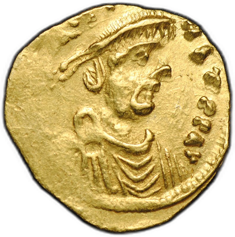 Монета Тремисс (тремиссис, 1/3 солида) 613-641 Ираклий I Византия