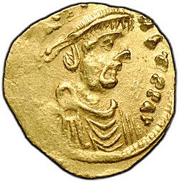 фото для Монета Тремисс (тремиссис, 1/3 солида) 613-641 Ираклий I Византия Аверс
