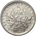 Монета 5 франков 1964 Франция