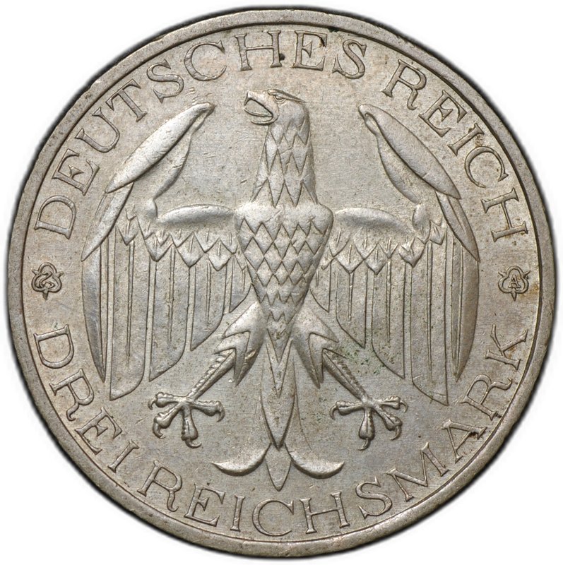 Монета 3 рейхсмарки (марки) 1929 Объединение Вальдека и Пруссии Германия