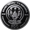 Монета 500 франков 2018 Год собаки Руанда