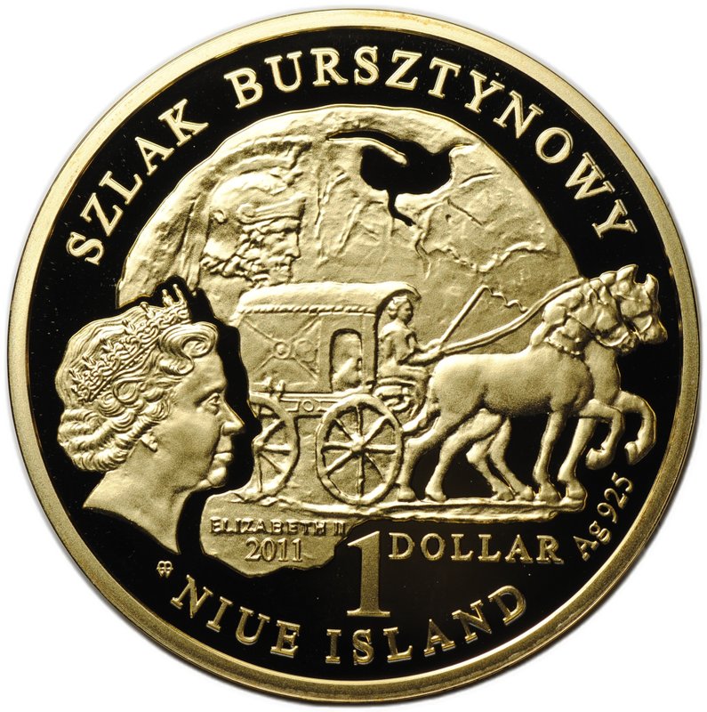 Монета 1 доллар 2011 Янтарный путь Европа Ниуэ