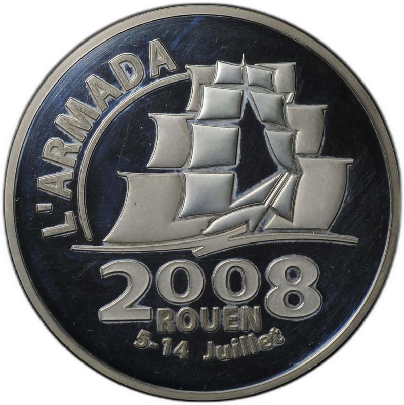Монета 20 евро 2008 Фестиваль парусных судов Армада Руан Франция