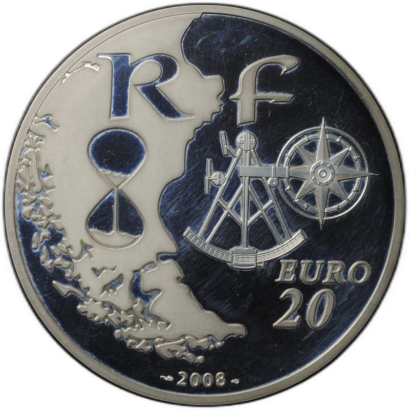 Монета 20 евро 2008 Фестиваль парусных судов Армада Руан Франция