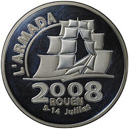 фото для Монета 20 евро 2008 Фестиваль парусных судов Армада Руан Франция Аверс