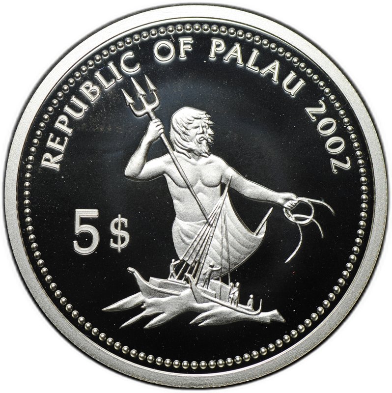 Монета 5 долларов 2002 Защита морской жизни - Медуза Палау