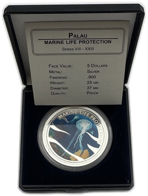 Монета 5 долларов 2002 Защита морской жизни - Медуза Палау
