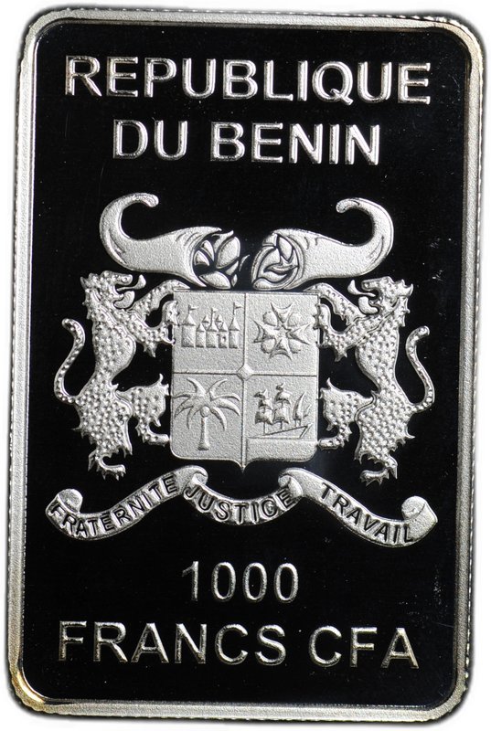 Монета 1000 франков КФА 2015 Русский витязь Бенин