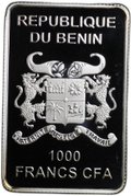 Монета 1000 франков КФА 2015 Русский витязь Бенин