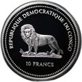 Монета 10 франков 2005 Тихоокеанский клювач рыба Охрана природы Конго